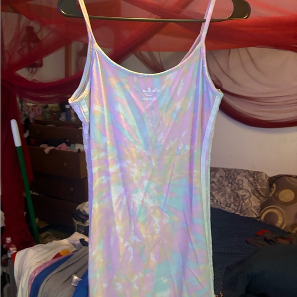adidas tie dye dress very cute pink ,yellow,orange, blue green pastel color - Picture 4 of 4